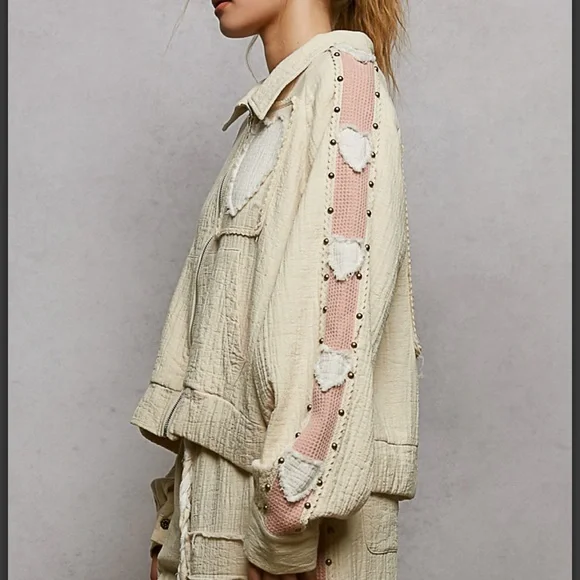 💕 POL 2-piece Stylish Cream and Pink Heart Jogger Set